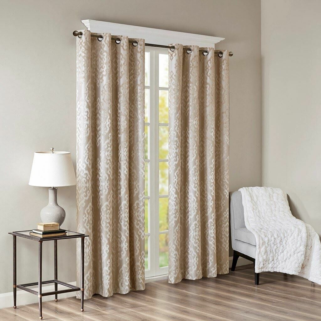 SUN SMART Mirage Total Blackout Single Window Curtain, Champagne, 50"W X 108"L